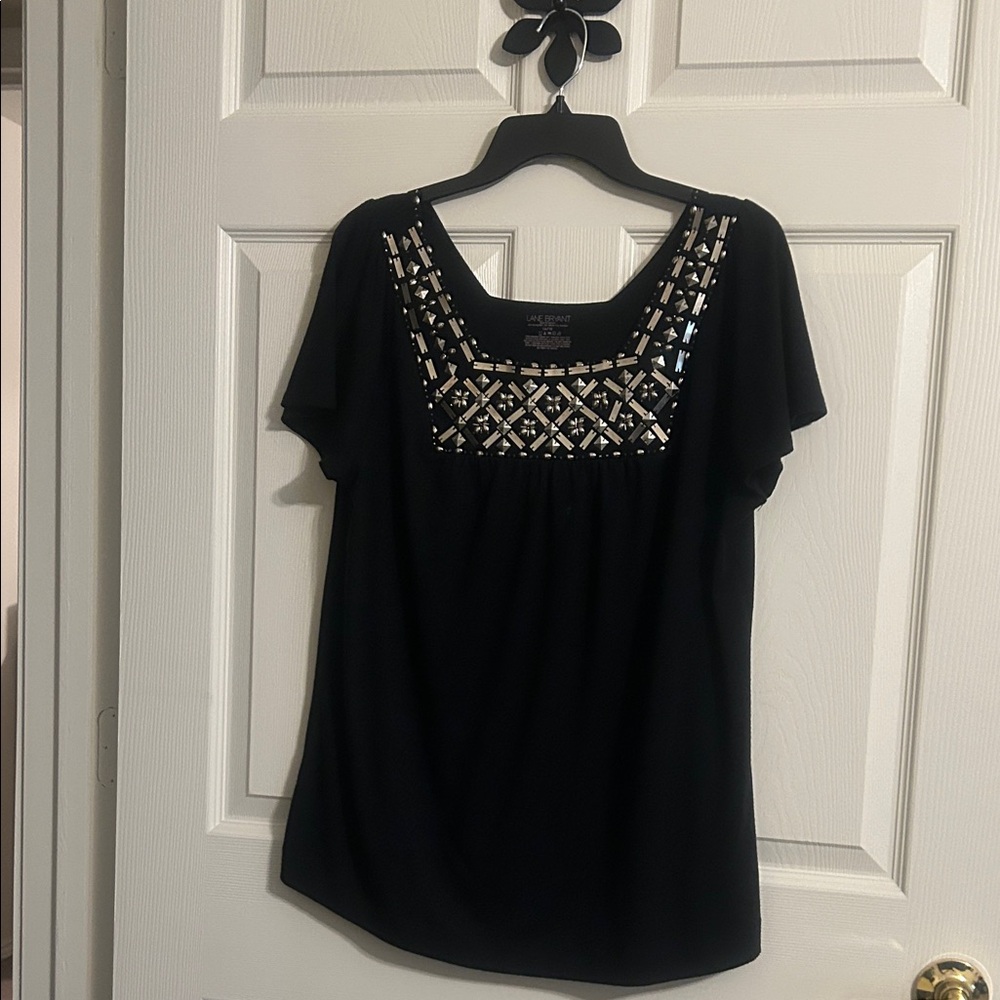 Lane Bryant Black Top with Silver Accents